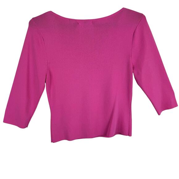 Knit de Knit Pink 3/4 Sleeve Tight Knit Lightweight Pullover Sweater Buttons M - Picture 2 of 5